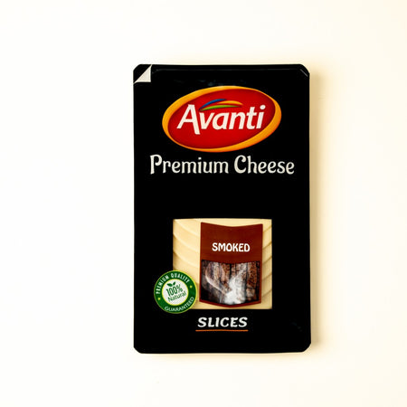 Avanti cheddar smoked 150g covered by premium black sticker
