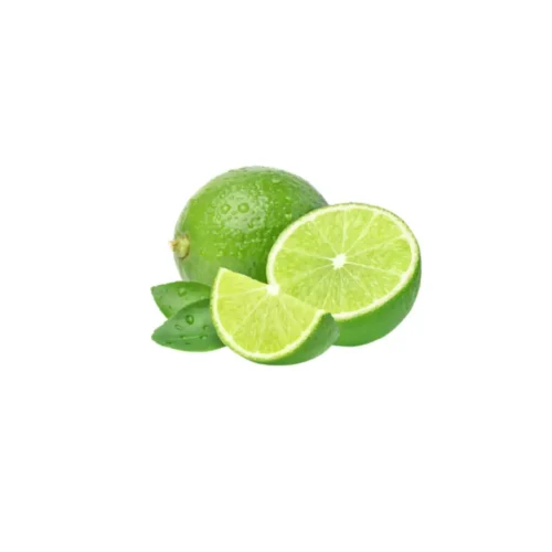Fresh sanitized green limes in a clear pack, showcasing smooth green skin and ready-to-use cleanliness